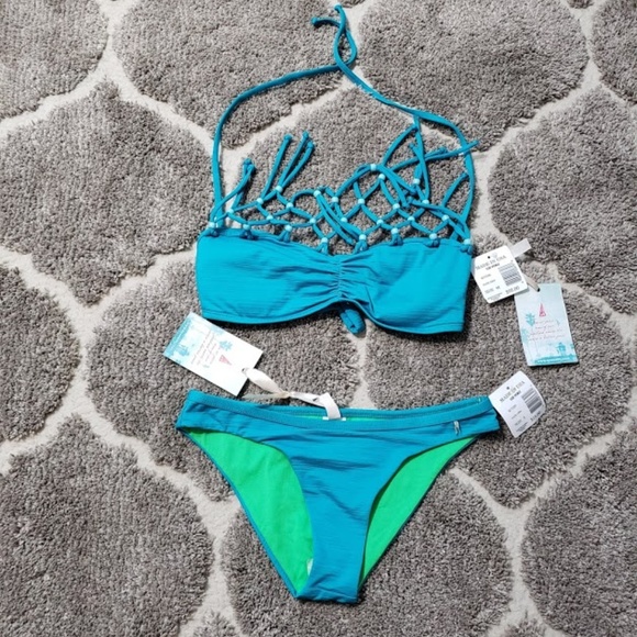NWT Eco Peace Fishnet Bandeau Bikini - Picture 2 of 8